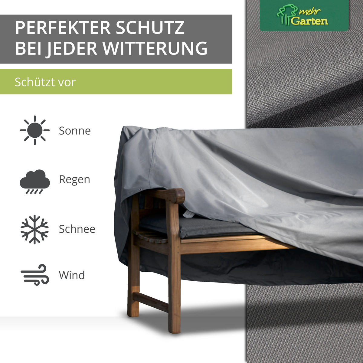 GARTENBANK ABDECKUNG SHP-20146 - Grau, Kunststoff (183/91/75cm) - mehr Garten