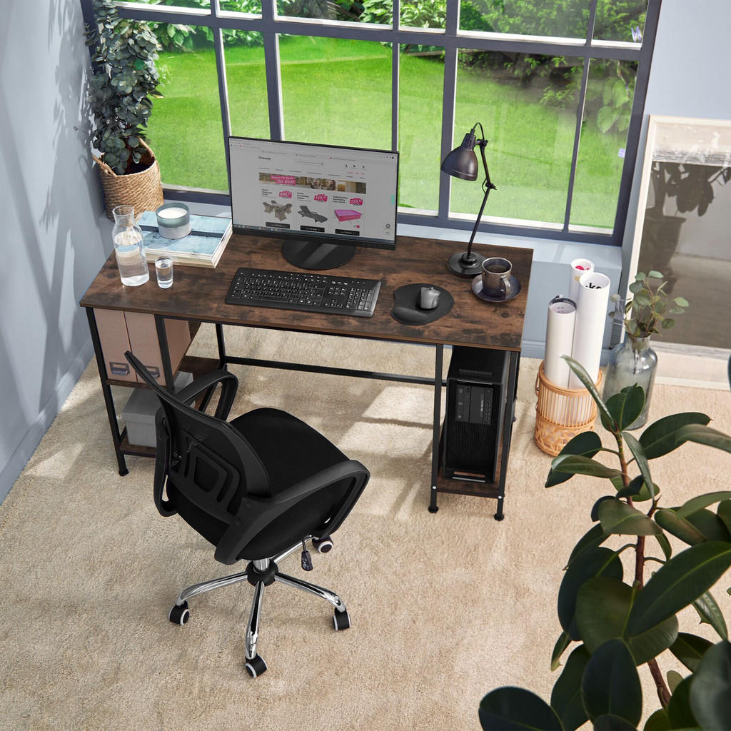 Thumbnail - tectake Computer-Schreibtisch, Rost, Holz, Rechteckig, 55x75x137 cm, Arbeitszimmer, Schreibtische, Computertische
