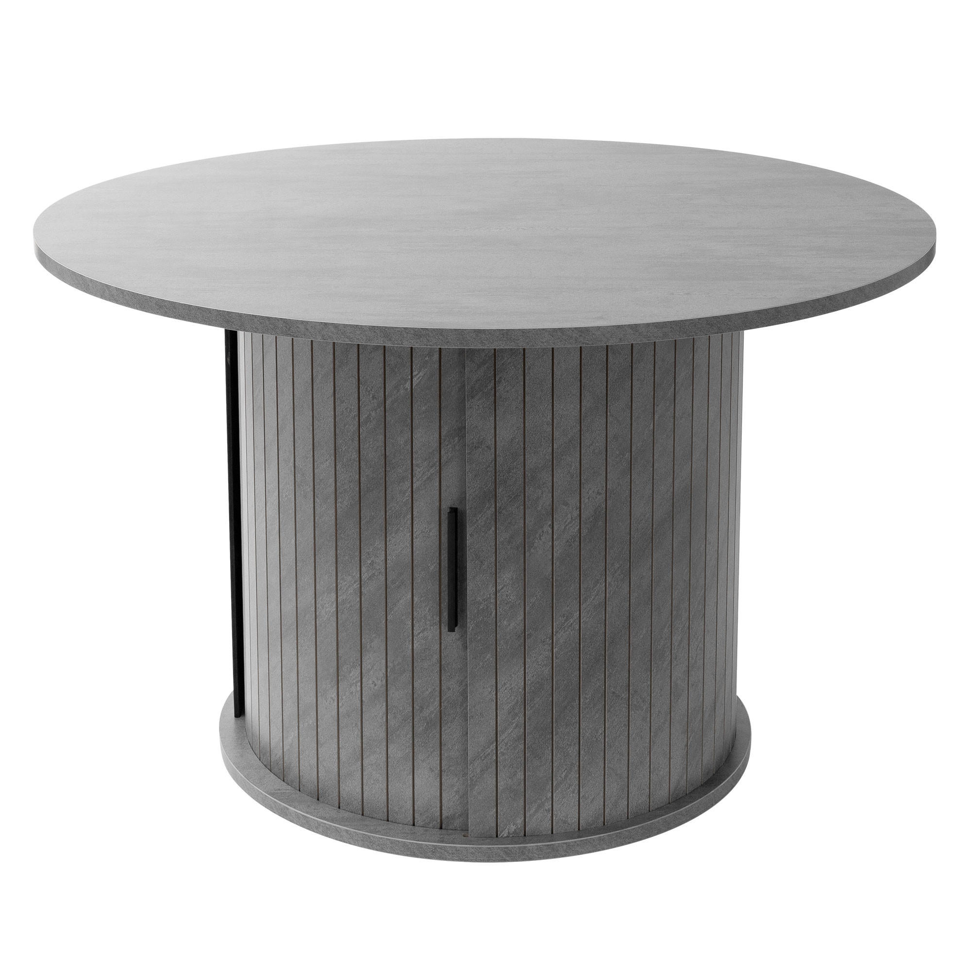 COUCHTISCH mit Schiebetür und Stauraum rund Ø80x50 cm Beton-Optik Grau - Grau, Holz (80/80/50cm) - ML-DESIGN