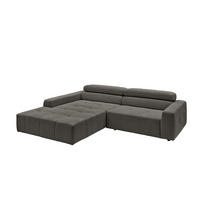 ECKSOFA MIT MOTORISCHEM SITZVORZUG RENO Anthrazit Cord - Anthrazit/Schwarz, Kunststoff/Textil (258/217cm) - KAWOLA