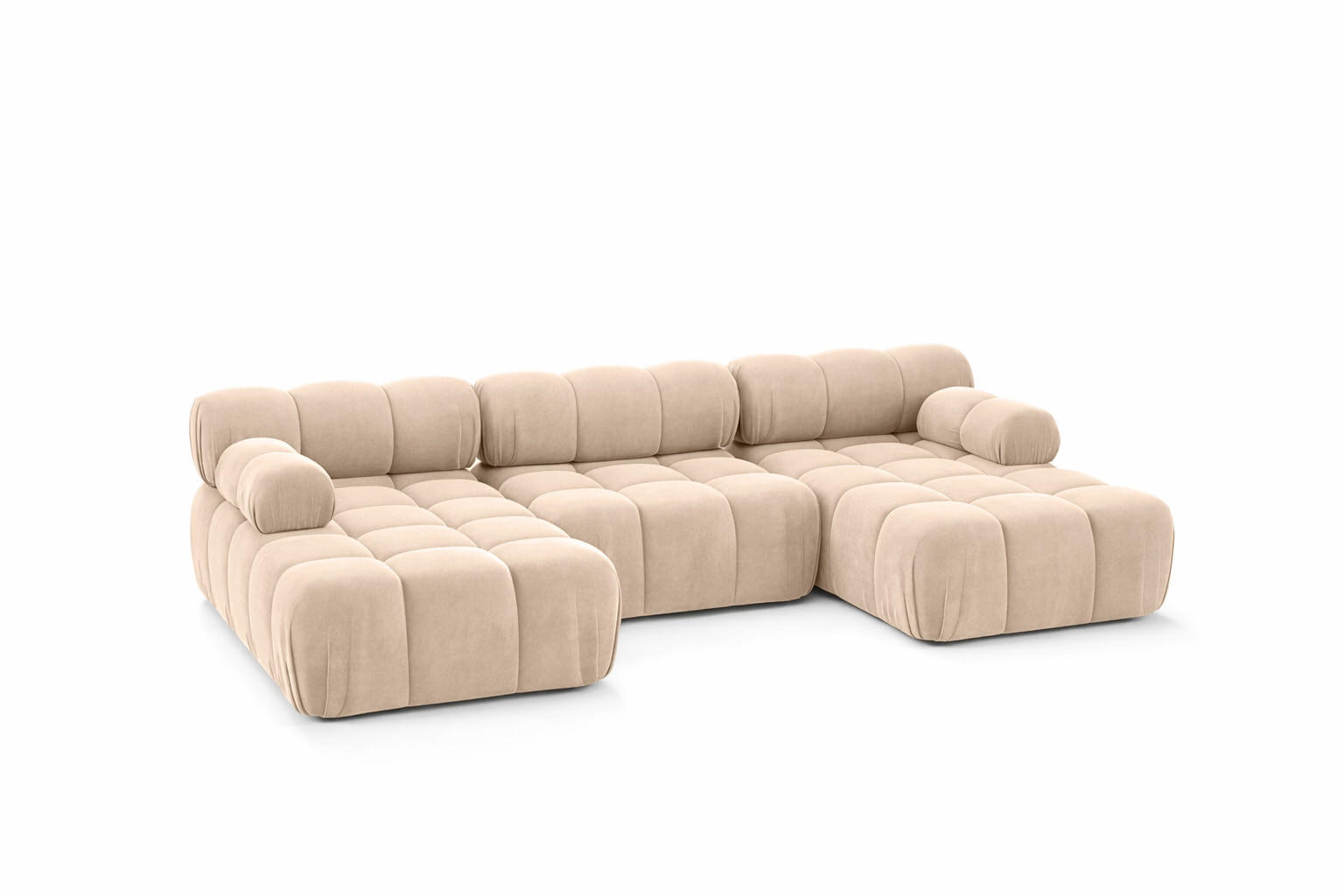 ECKSOFA U-Form, Stoff Velours Salvador, Beige, Selia U - Beige, Holz (285/70/160cm) - Kaiser Möbel