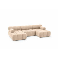 ECKSOFA U-Form, Stoff Velours Salvador, Beige, Selia U - Beige, Holz (285/70/160cm) - Kaiser Möbel