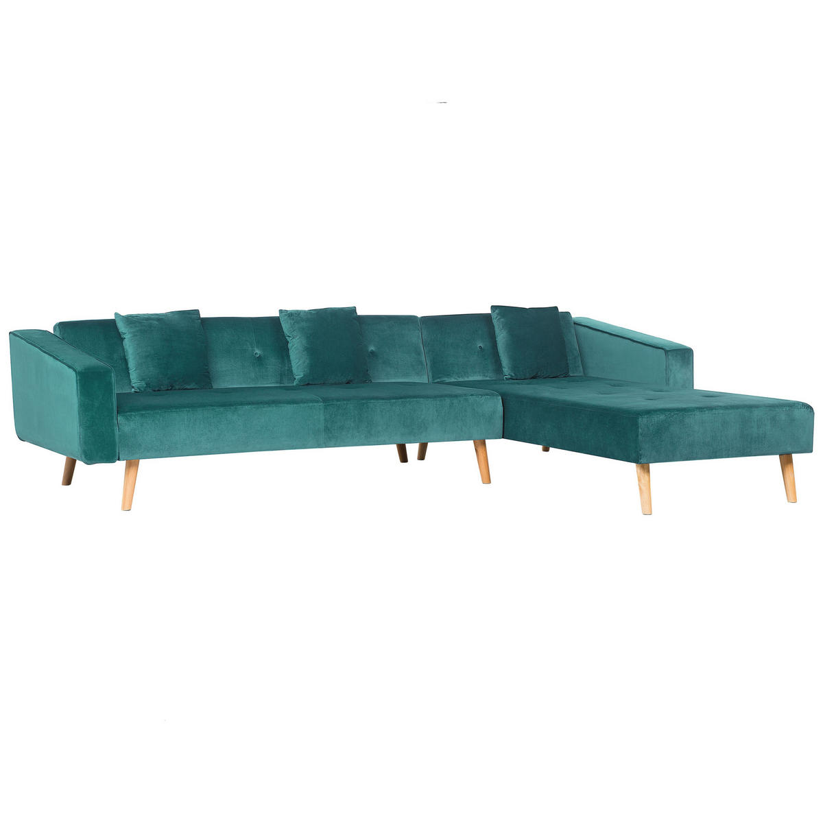 ECKSOFA Samtstoff Grün Vadso - Hellgrün, Textil (303/98cm) - Beliani