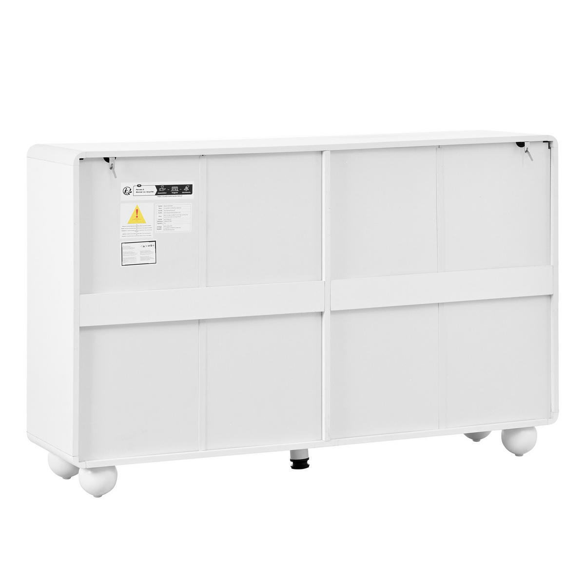 SIDEBOARD geschwungene Türen PB MDF Metallfüße modern - Weiß, Holzwerkstoff (38/89/140cm) - FLIEKS