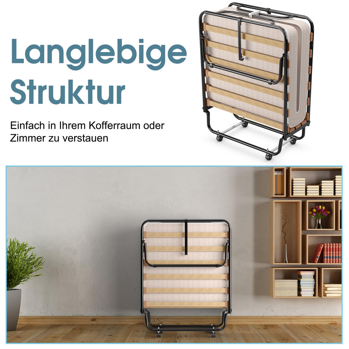 GASTEBETT Beige - Beige, Metall - COSTWAY