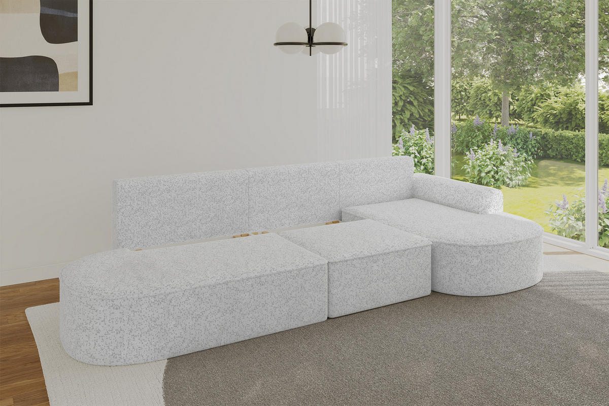 ECKSOFA mit Schlaffunktion Ottomane RECHTS MARI L2-S 368X167X85 Grau Velours - Taupe/Schwarz, Holzwerkstoff/Kunststoff (167/368cm) - ALTDECOR