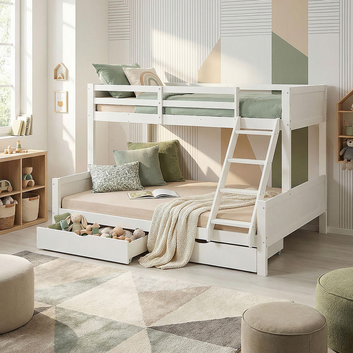 ETAGENBETT 90/200 cm 180/200 Weiß Stauraum - Weiß, Holz (140/200cm) - Homestyle4u