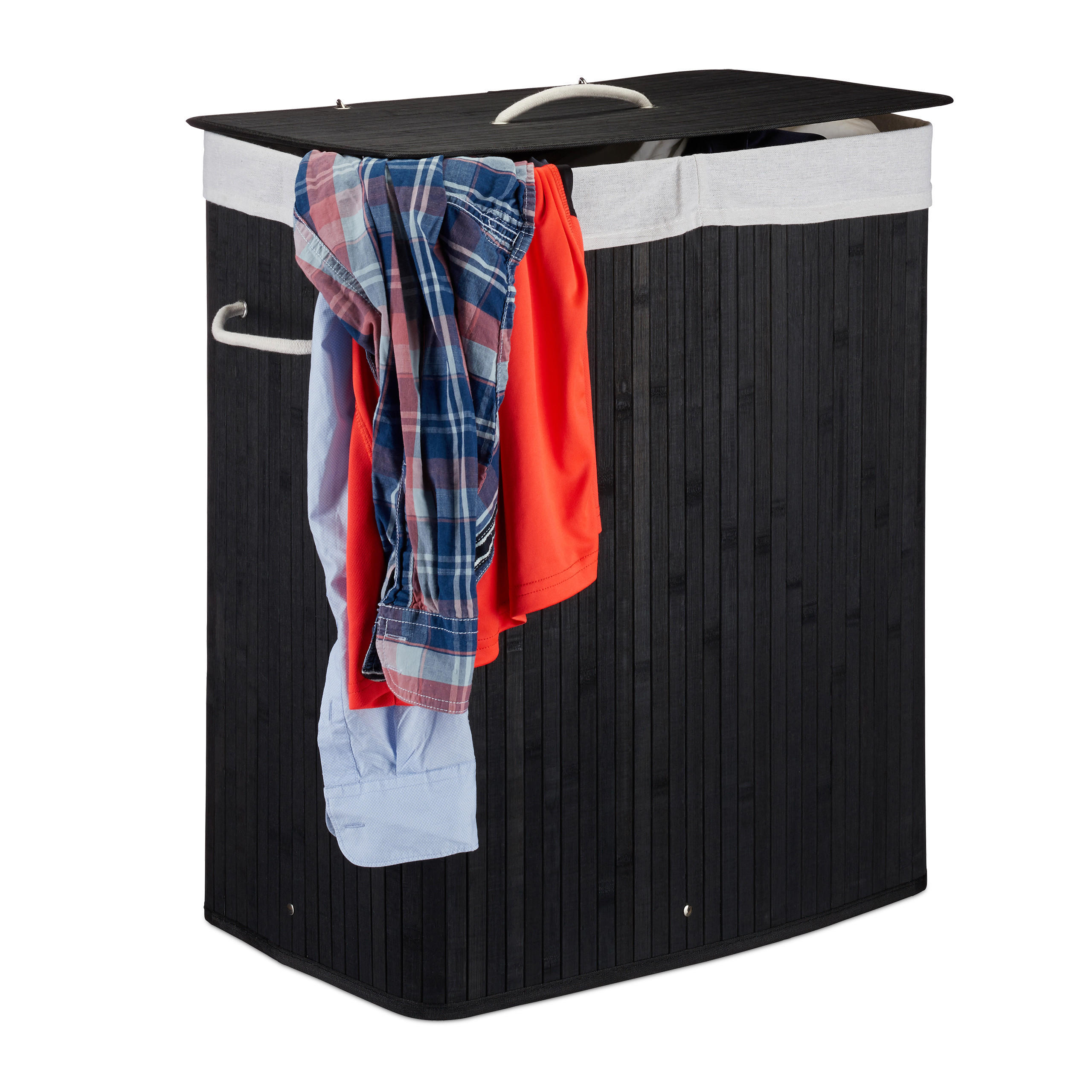 WÄSCHEKORB - Multicolor, Holz/Textil (55/63/35cm) - Relaxdays