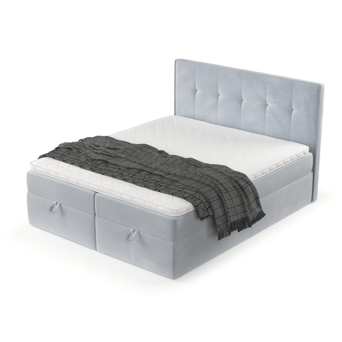 BOXBETT Tivra 180/200 cm Hellgrau im Paros Stoff - Hellgrau/Schwarz, Holz/Holzwerkstoff (180/200cm) - AltaBeds