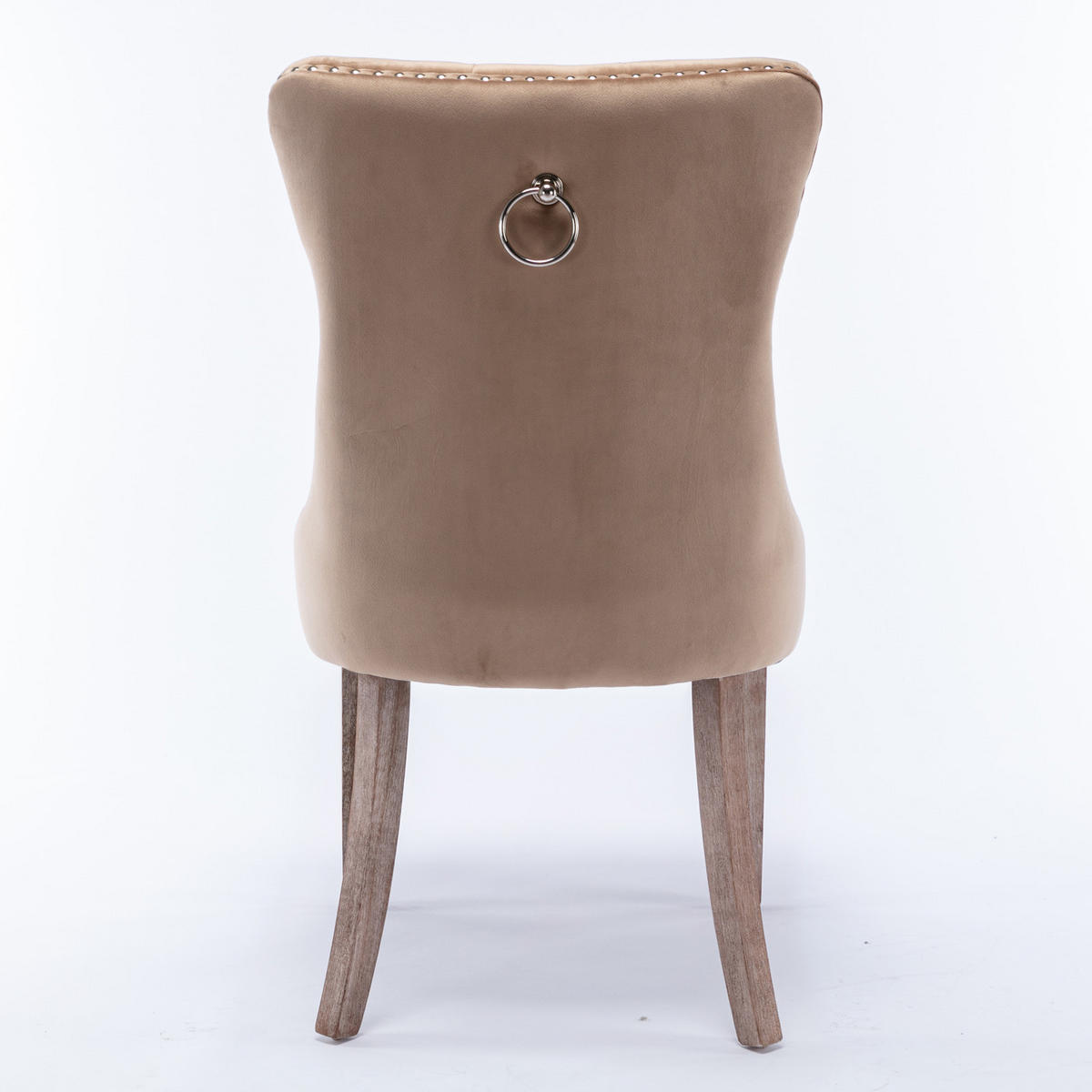 ESSZIMMERSTUHL 2er-Set aus Samt mit Nagelkopfbesatz, Khaki - Sandfarben, Textil (65/95/50cm)