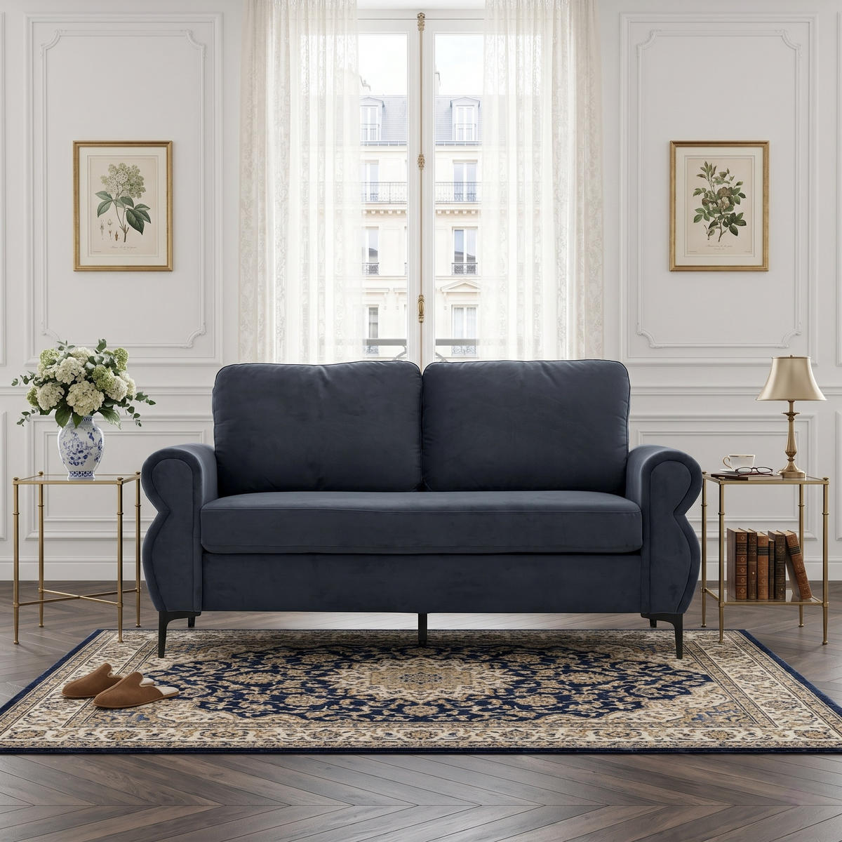 2-SITZER SOFA Polyester Dunkelgrau mit abnehmbaren Bezügen - Dunkelgrau, Holzwerkstoff/Textil (173.5/92/81cm) - WISHDOR