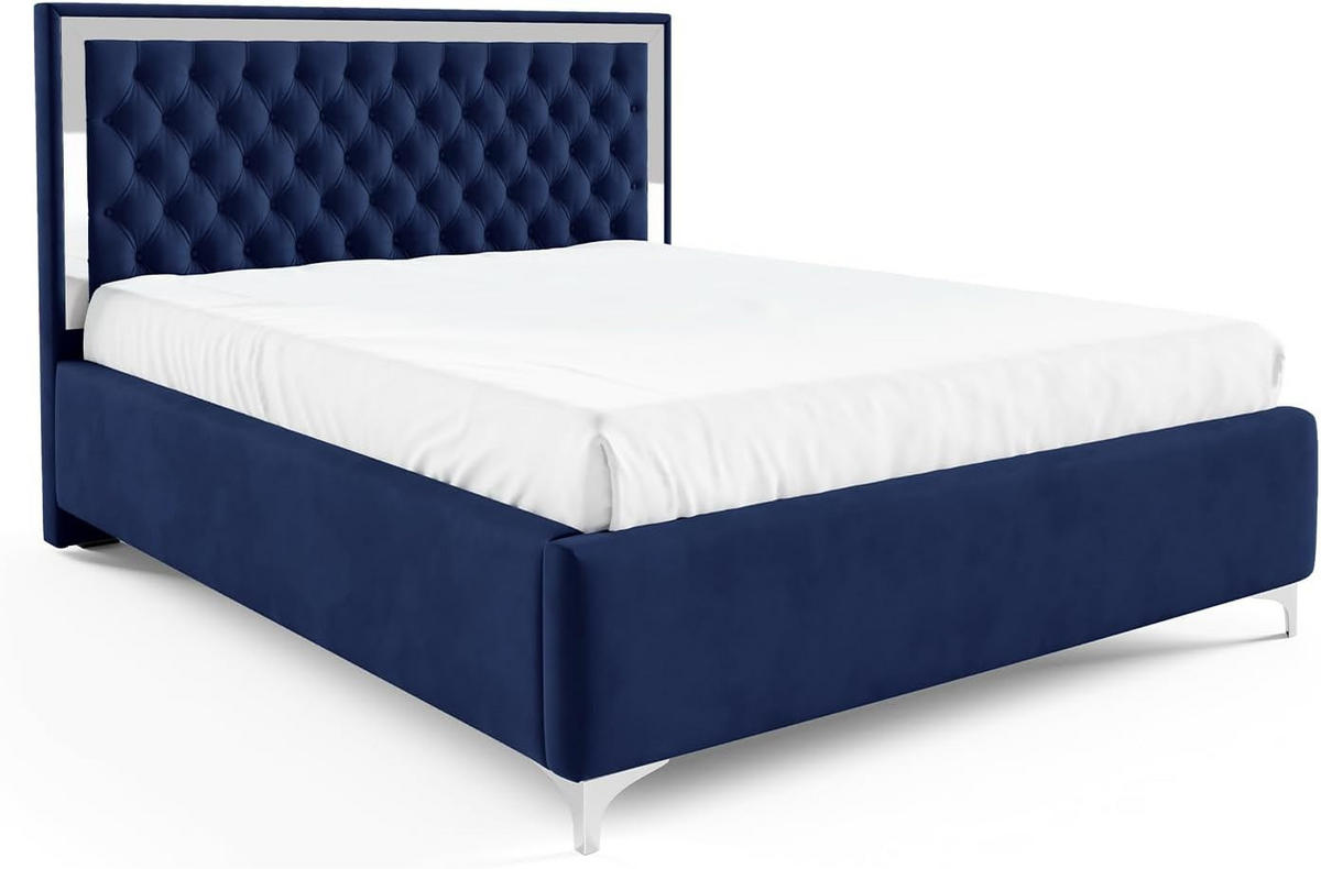 POLSTERBETT ARONA - Blau, Textil (120/200cm) - Meblini