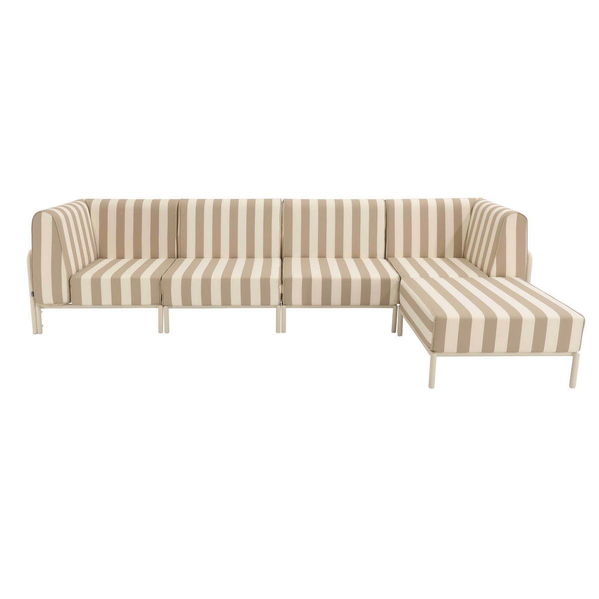 GARTENSOFA mit 5 Sitzplätzen, Beige - Beige, Metall - Oviala
