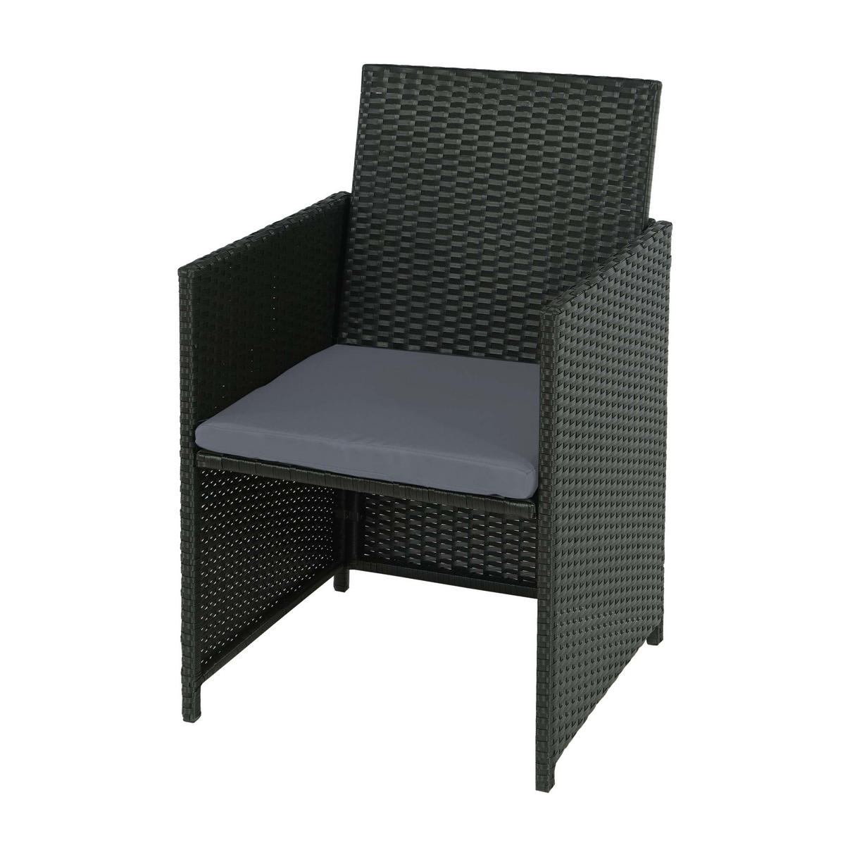 POLY-RATTAN GARTENSTUHL Schwarz, Hellgrau - Hellgrau/Schwarz, Kunststoff (53/88/53cm) - MCW