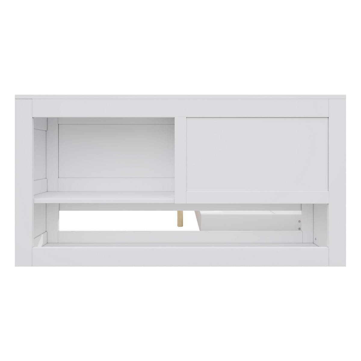 STAURRAUMBETT 140/200 cm DE-03096, mit Schubladen, Regalen und Nachttischen, in Weiß - Weiß, Holzwerkstoff (140/200cm) - ComfortXL