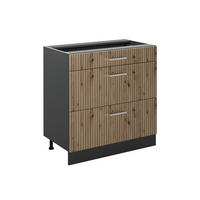SPODNÍ SKŘÍŇKA KUCHYŇSKÉ LINKY R-Line, Řemeslný dub/Antracit, 80 cm se 3 zásuvkami bez pracovní desky - antracitová/dub artisan, kompozitní dřevo (80/81.6/46cm) - Vicco