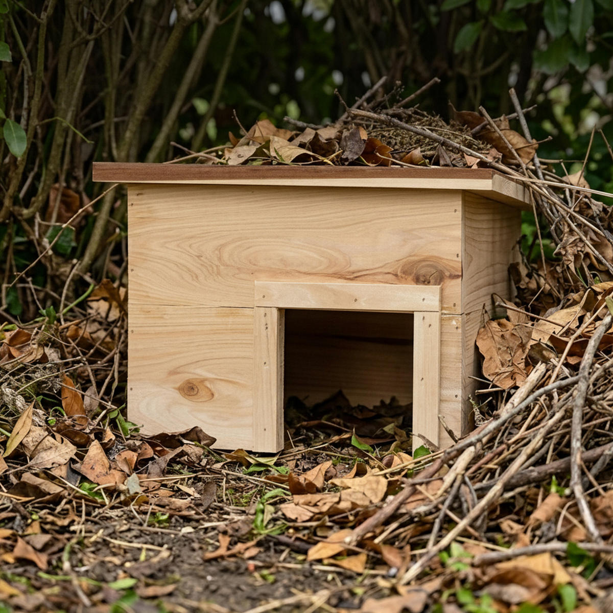 IGELHAUS Natur Tannenholz 22,5x32x27 cm - Hellbraun, Holz (32/22.5/27cm) - Relaxdays