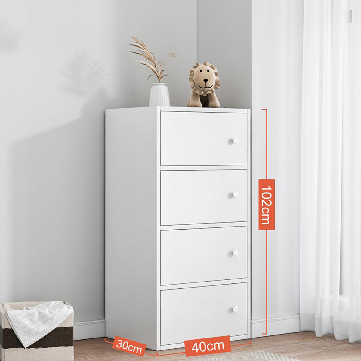 KOMMODE weiß 30/40/102 cm - Weiß, Holz (40/102/30cm) - Rebiko