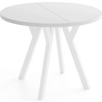 ESSTISCH Vero Weiß rund ausziehbar verlängerbar, Weiß 100-300/100/77 cm - Weiß, Holz/Holzwerkstoff (100/100/77cm) - WFL GROUP