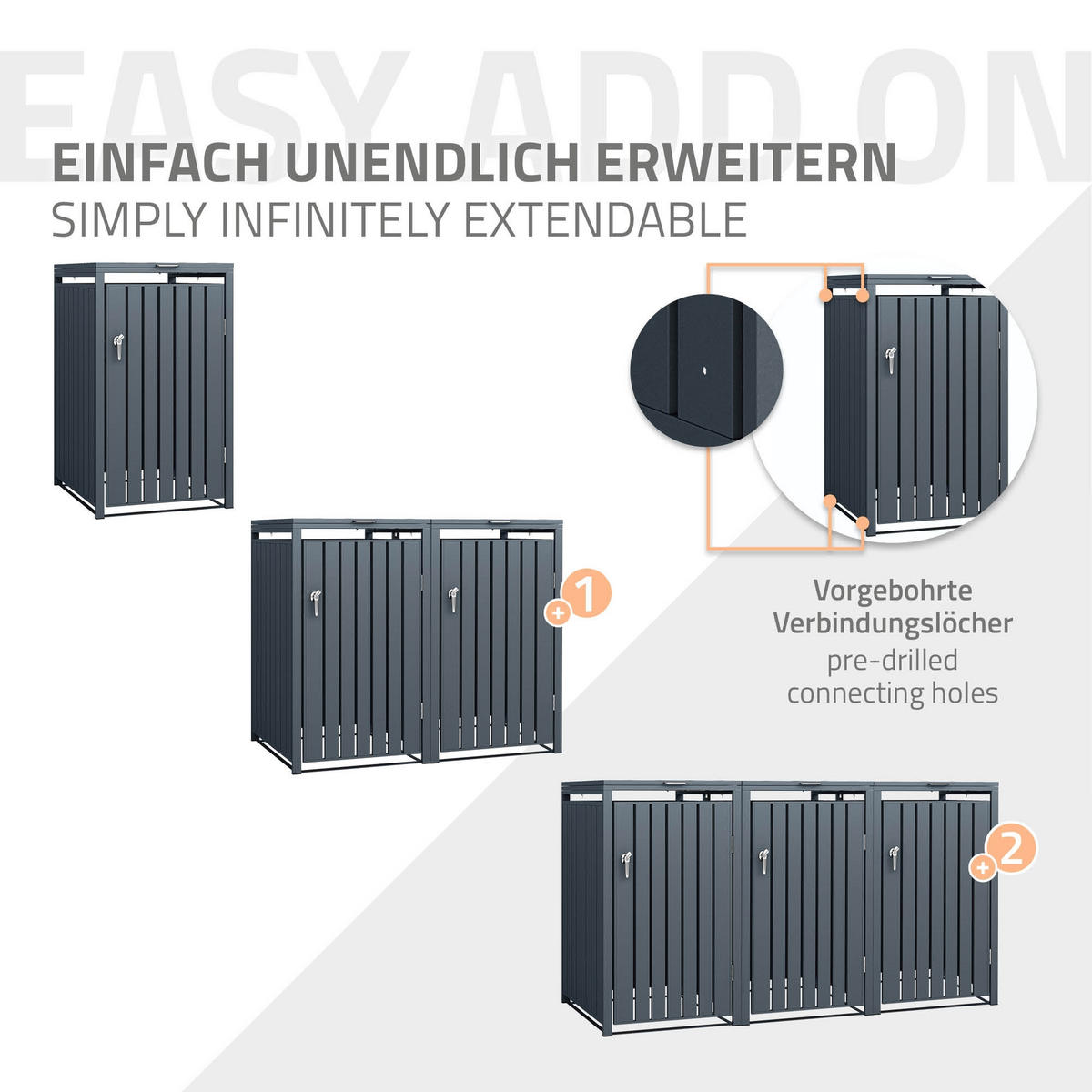 MÜLLTONNENBOX 1er Anthrazit - Anthrazit, Metall (80/116.3/68cm) - ML-DESIGN