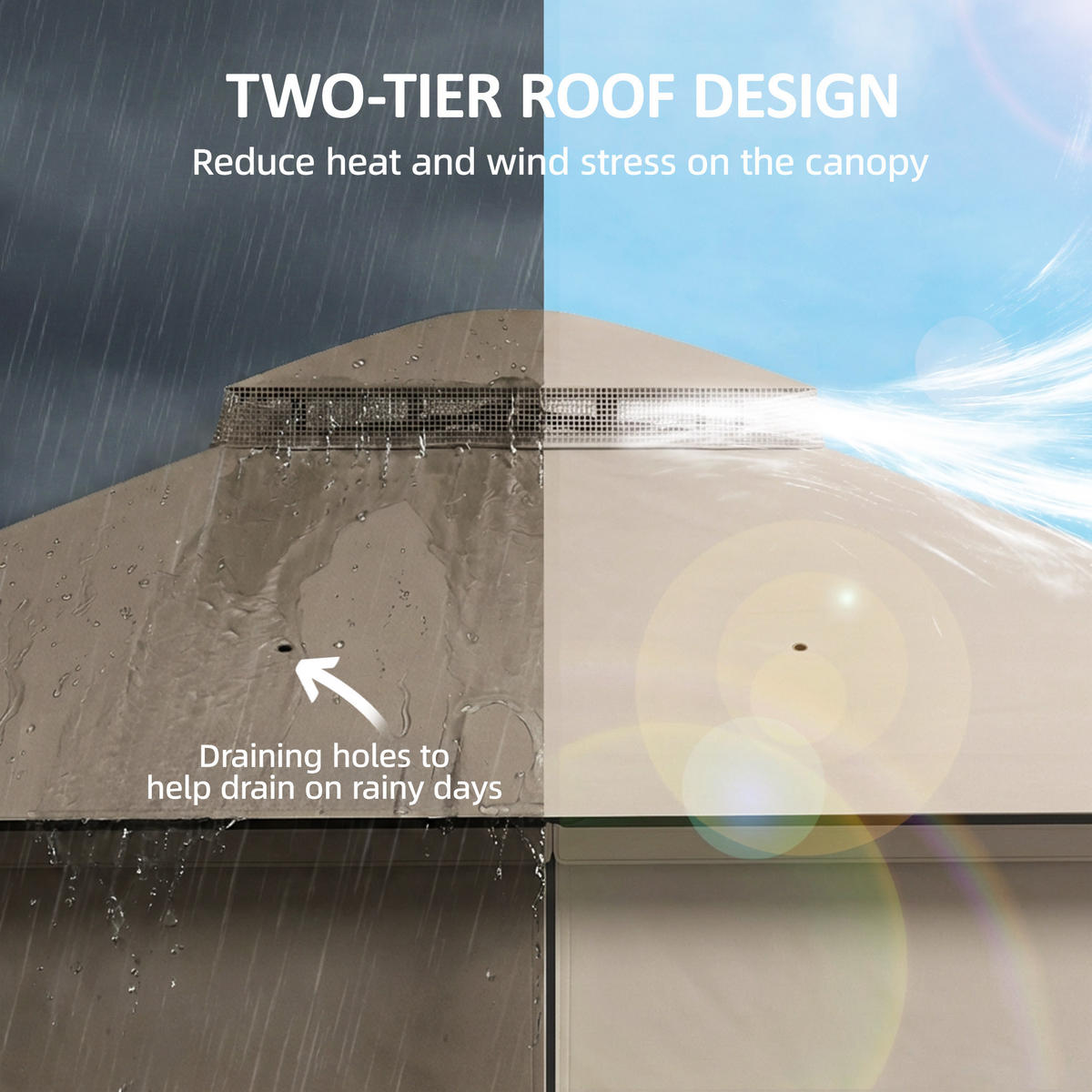 PAVILLON Metall Polyester Khaki - Beige, Metall (300/279/360cm) - Outsunny