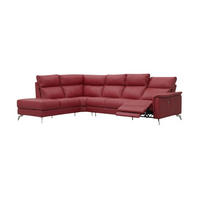 ECKSOFA Borea Echtleder mit 1 x Relaxfunktion Rot - Rot, Leder/Metall (220/310cm)
