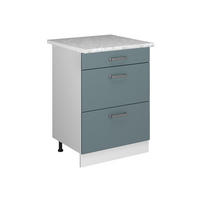 UNTERSCHRANK R-Line Blau-Grau 60 cm mit Schubladen - Blaugrau/Weiß, Holzwerkstoff (60/81.6/60cm) - Vicco