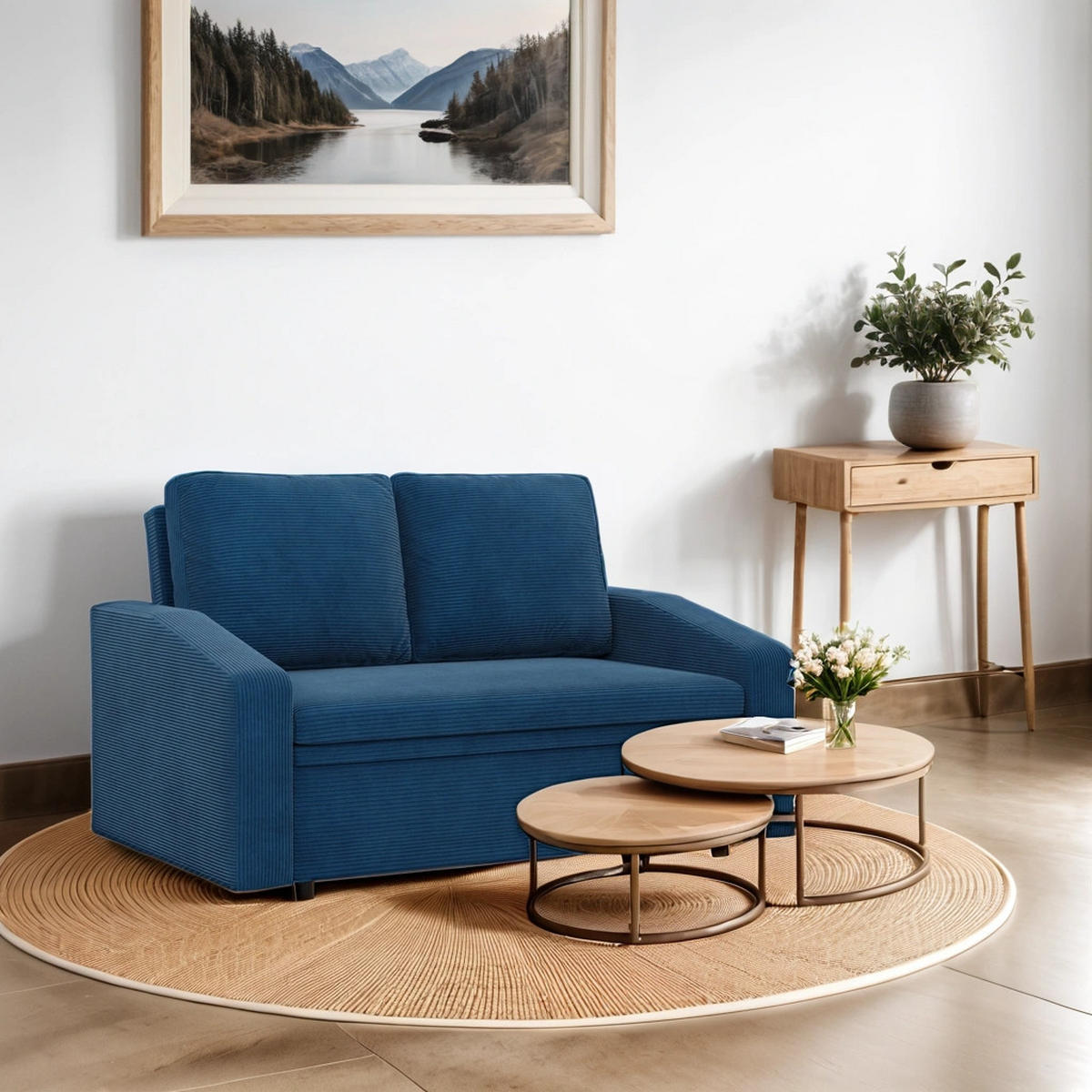 SOFA Neo mit abgeschrägter Armlehnen dunkelblau - Dunkelblau, Textil (148/90/87cm) - SIMKAM Furniture
