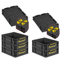 EUROBOX 5x NextGen Color mit Auflagedeckel 12x30x40 cm 11 Liter Schwarz Griffe gelb zu - Gelb/Schwarz, Kunststoff (30/12/40cm) - PROREGAL