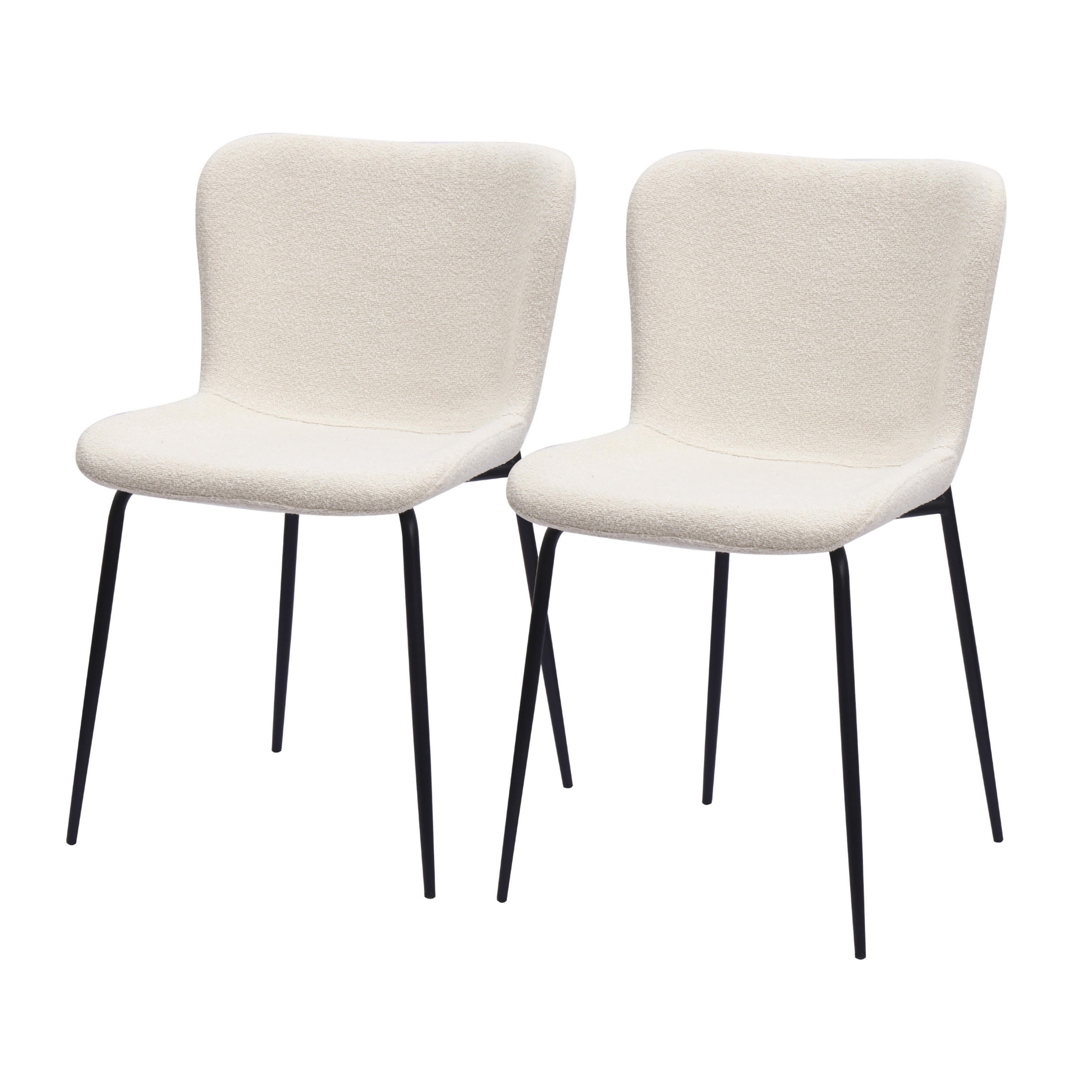 STUHL-SET DE-36868 2 Stück mit Stoffbezug und Metallbeinen Weiß - Weiß, Metall (48/80/55cm) - ComfortXL