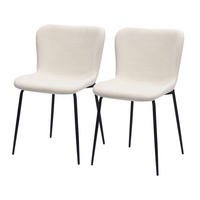 STUHL-SET DE-36868 2 Stück mit Stoffbezug und Metallbeinen Weiß - Weiß, Metall (48/80/55cm) - ComfortXL