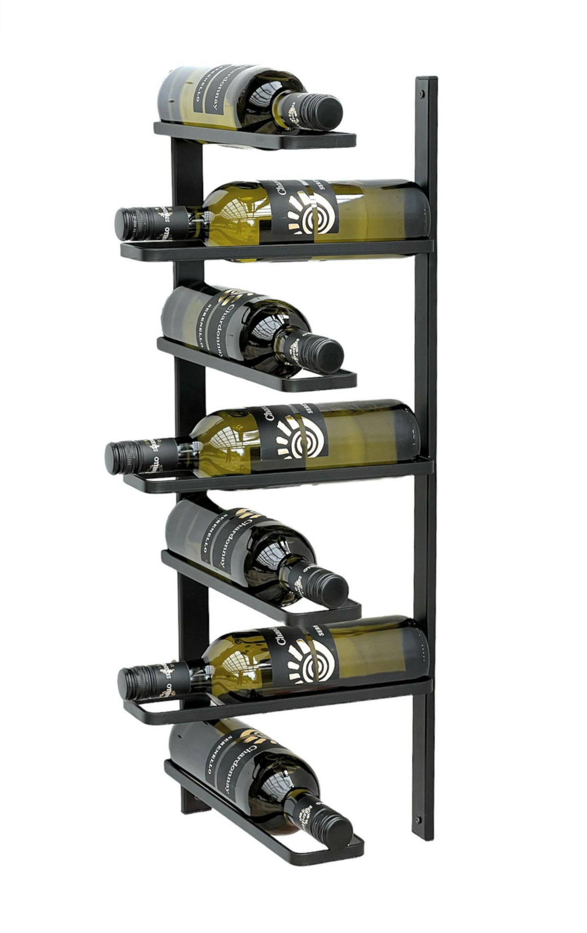 WEINREGAL für 7 Flaschen 2.Teilig Metall Schwarz Wand 96326 - Schwarz, Metall (7.5/71/30cm) - DanDiBo