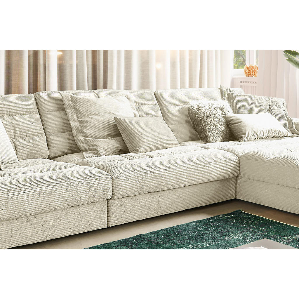 Thumbnail - Kawola Ecksofa, Creme, Textil, Echtholz, 4-Sitzer, Füllung: Kaltschaum, Ottomane rechts, L-Form, 416x205 cm, Wohnzimmer,...