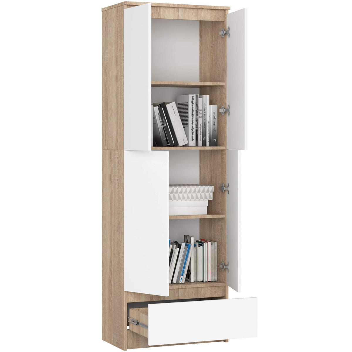 MEHRZWECKSCHRANK Sonoma Eiche, Weiß 60x180x35 cm - Weiß/Sonoma Eiche, Holzwerkstoff (60/180/35cm) - Akord
