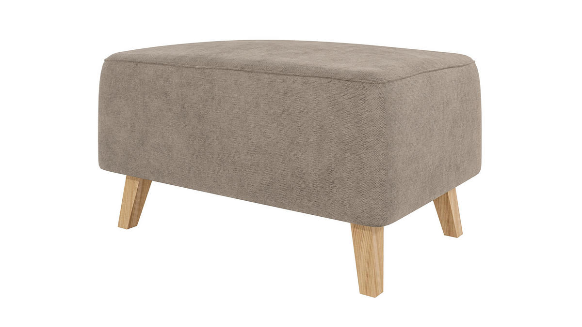 HOCKER Mario Dunkelbeige Microfaser - Beige/Naturfarben, Buchenholz/Textil (95/51/63cm) - S-Style Möbel