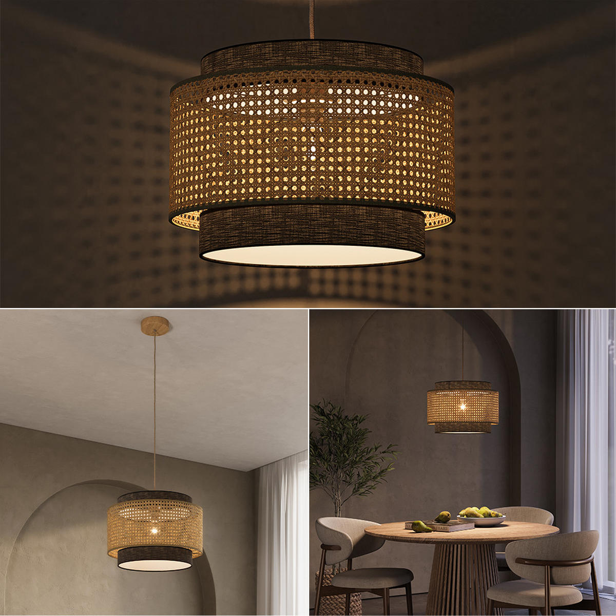 STROPNÍ SVÍTIDLO Morten Černá 45 x 31 cm - černá, přírodní materiály (45/45/31cm) - Vicco