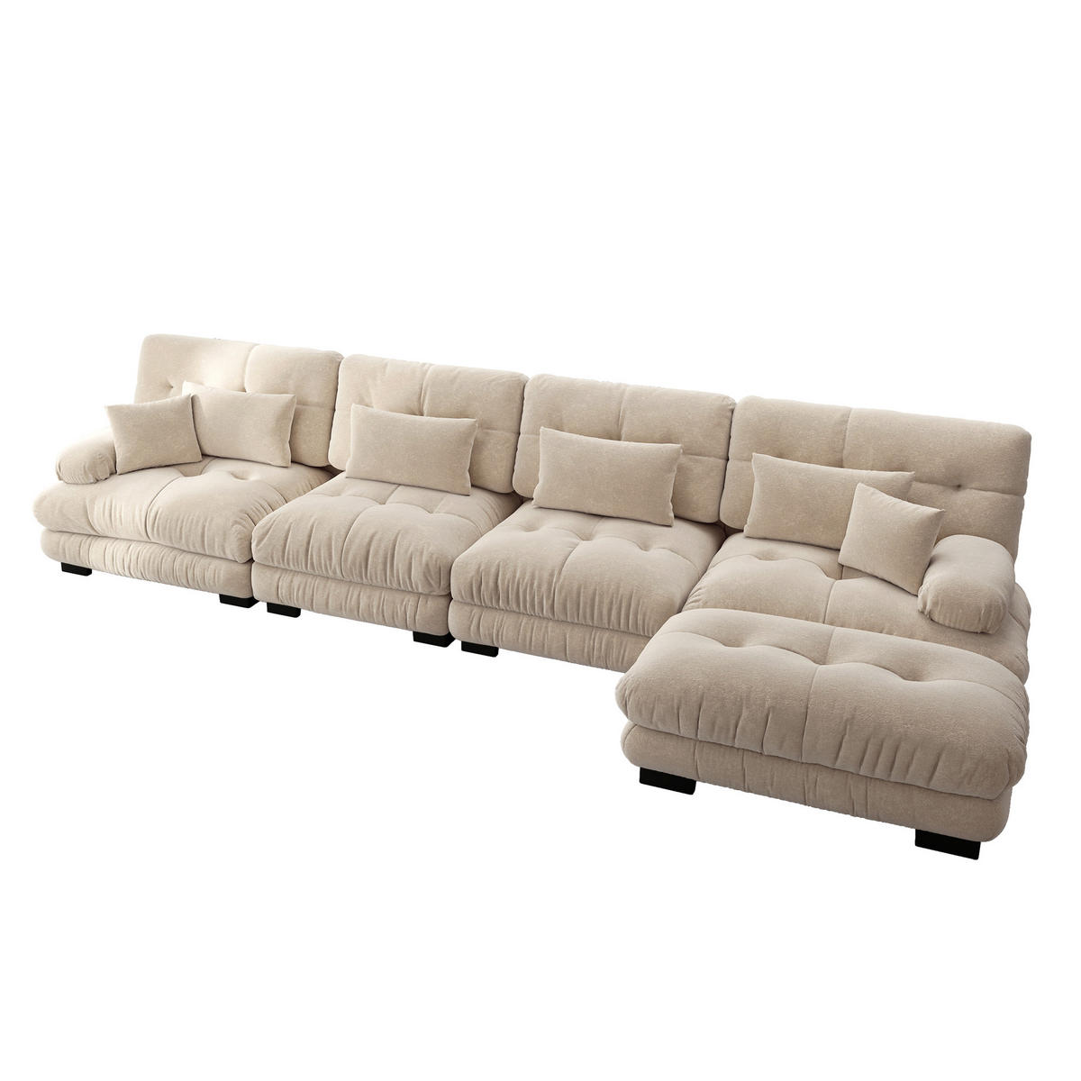ECKSOFA 406/145/81 cm Hellbraun mit beweglichem Ottoman - Braun, Textil (406/145cm) - Oxeza