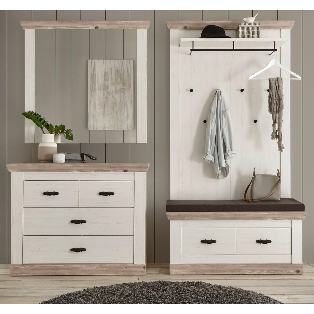 Thumbnail - Furn.Design Garderobenkombination, Weiß, Pinien, Holzwerkstoff, Nachbildung,Pinie, Uni, 6 Schubladen, 224x201x45 cm, Gar...