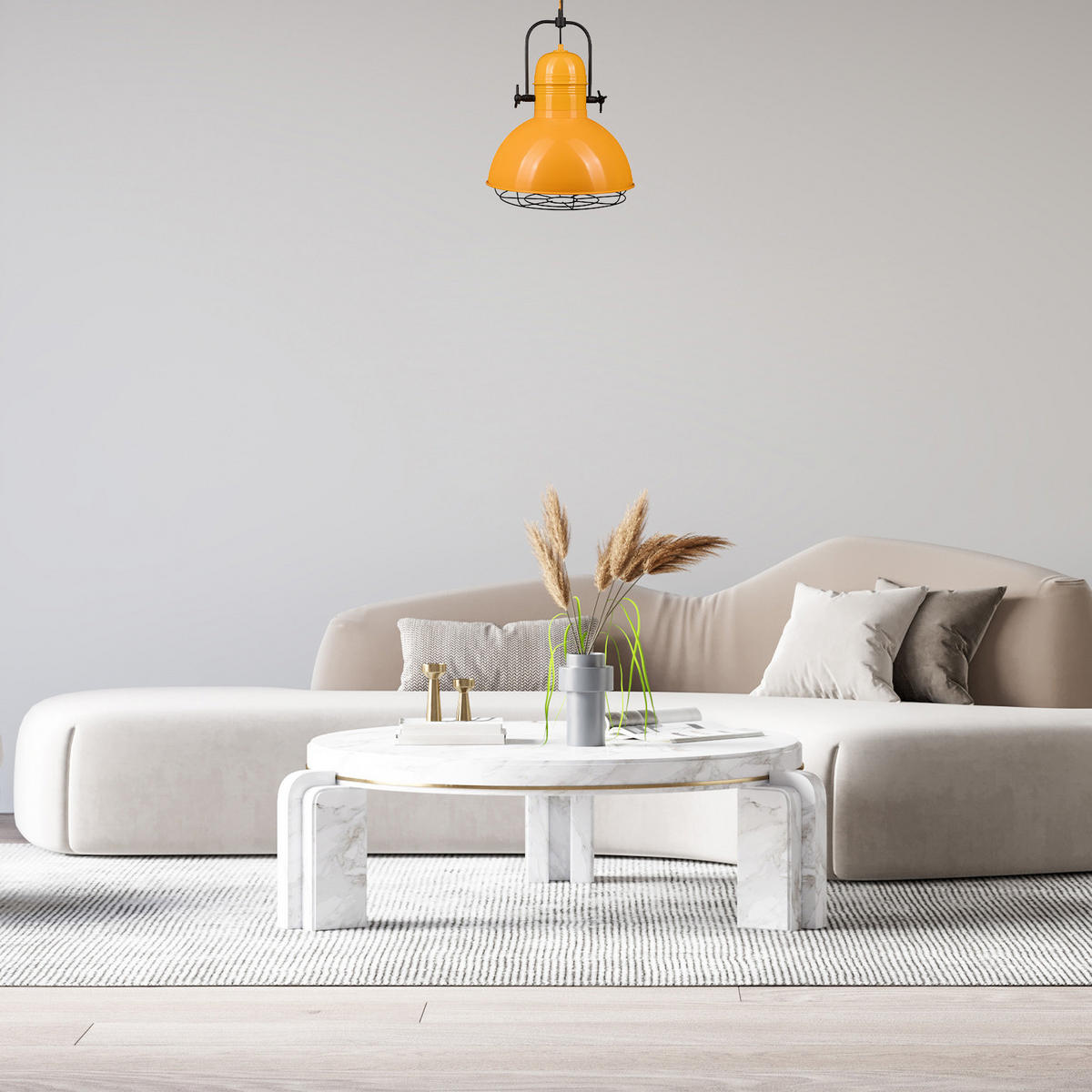 PENDELLEUCHTE Lampe Vintage 40/53 cm - Gelb, Metall (40/53cm) - Bamyum