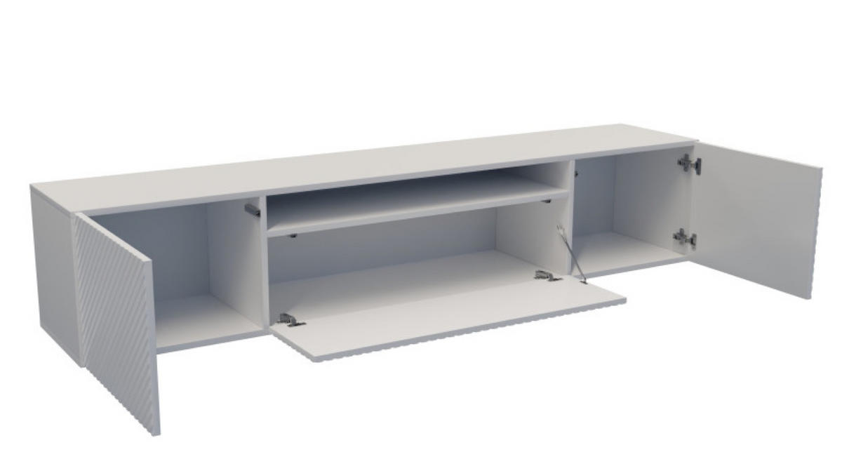 TV-LOWBOARD Weiß NIKOL Frezierte Fronten 200 cm - Weiß, Holzwerkstoff (200/40/41cm) - Sepro Meble