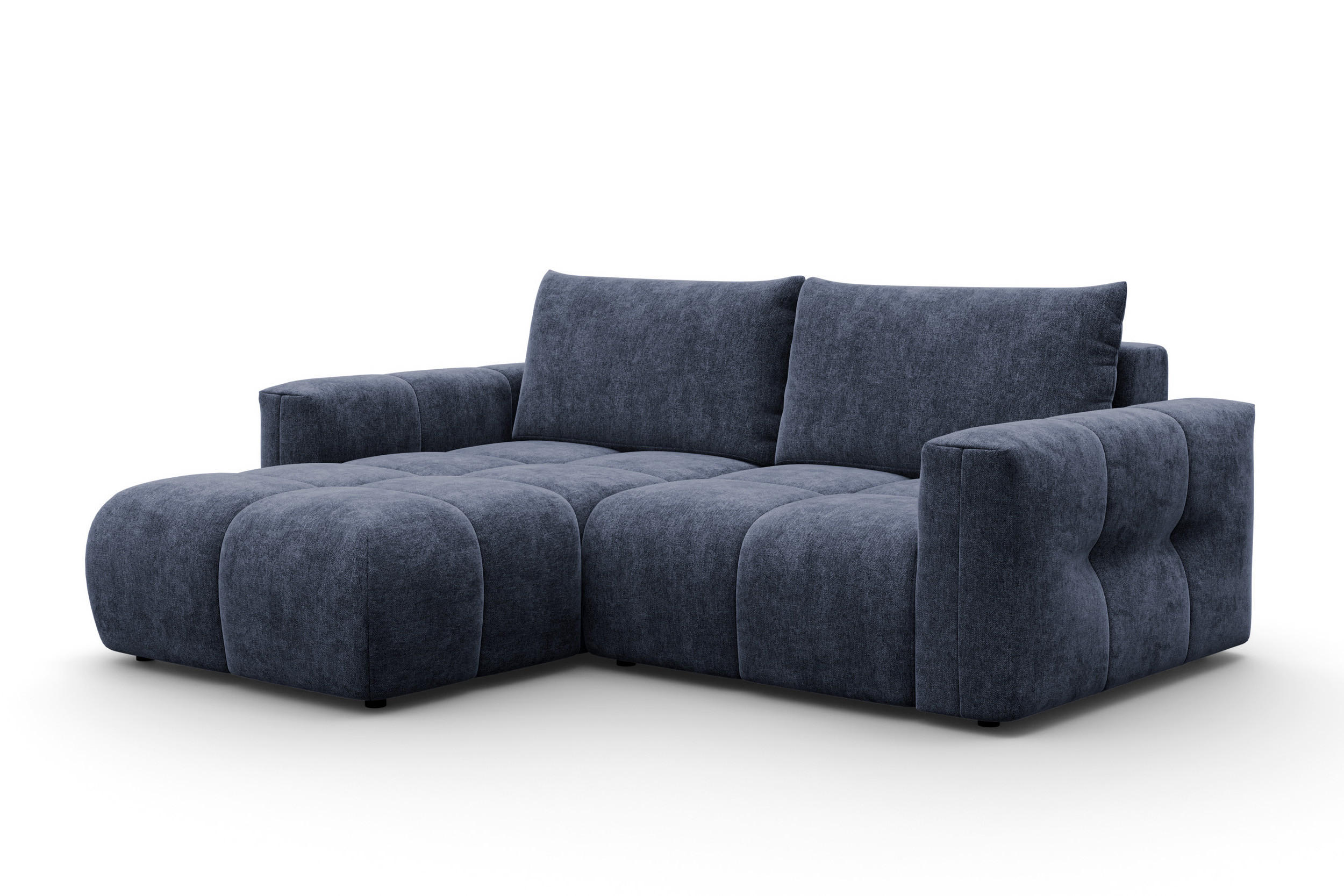 ECKSOFA VERONA 3-Sitzer links, Marineblau - Blau/Schwarz, Holz/Textil (224/173cm) - Courtois Laville