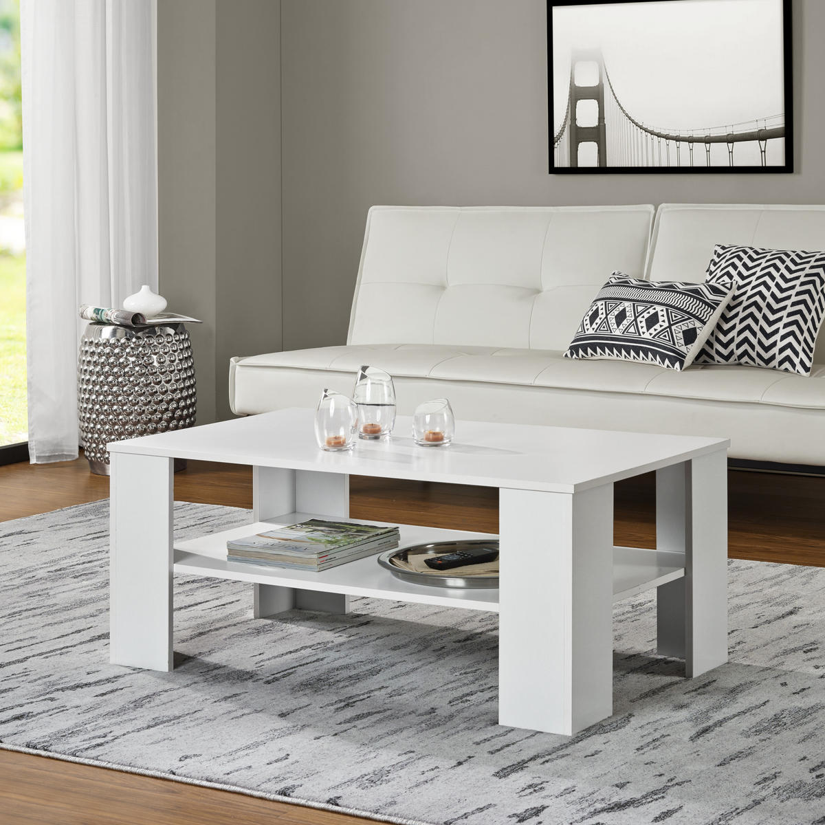 COUCHTISCH Patrice 100/60/43 - Weiß, Holzwerkstoff (60/100/43cm) - [en.casa]