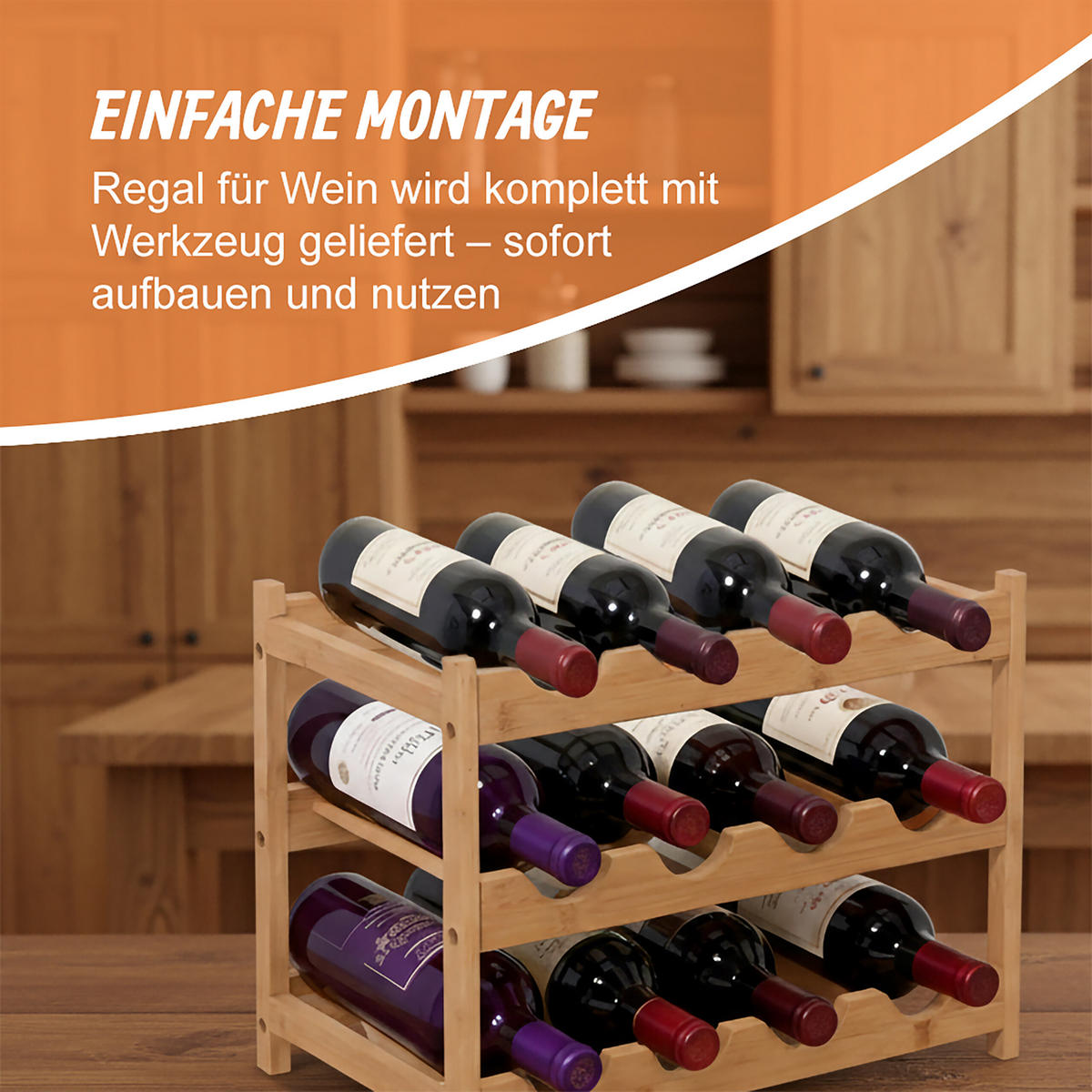 VINOVÝ regál - světle hnědá, dřevo (45/30/45cm) - Relaxdays