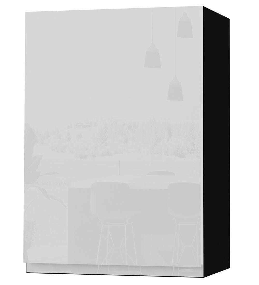 HÄNGESCHRANK Florence W2/50 Schwarz / RAL 9003 signalweiß HG 50 / 32,5 / 72cm - Türanschlag links - Weiß Hochglanz/Schwarz, Holz/Holzwerkstoff (50/72/32.5cm) - Feldmann-Wohnen
