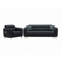 SITZGARNITUR Salta, Schwarz Stellvariante 2+1 - Schwarz, Holzwerkstoff/Kunststoff (160/87/90cm)