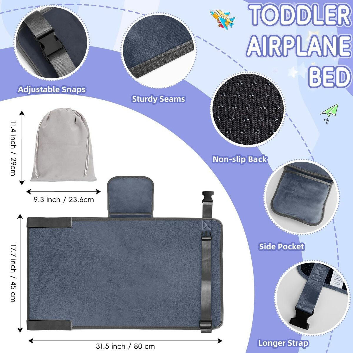REISEBETT 80/45 cm Schwarz - Schwarz, Textil