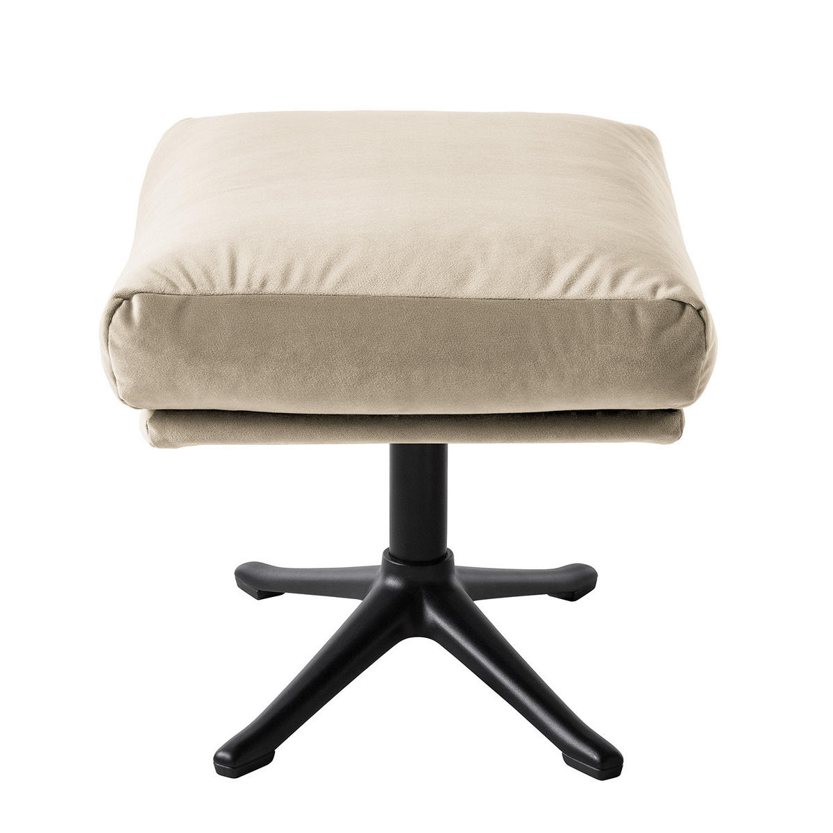 POLSTERHOCKER mit Kreuzfuß - Beige/Schwarz, Textil/Metall (51/37/41cm) - home24