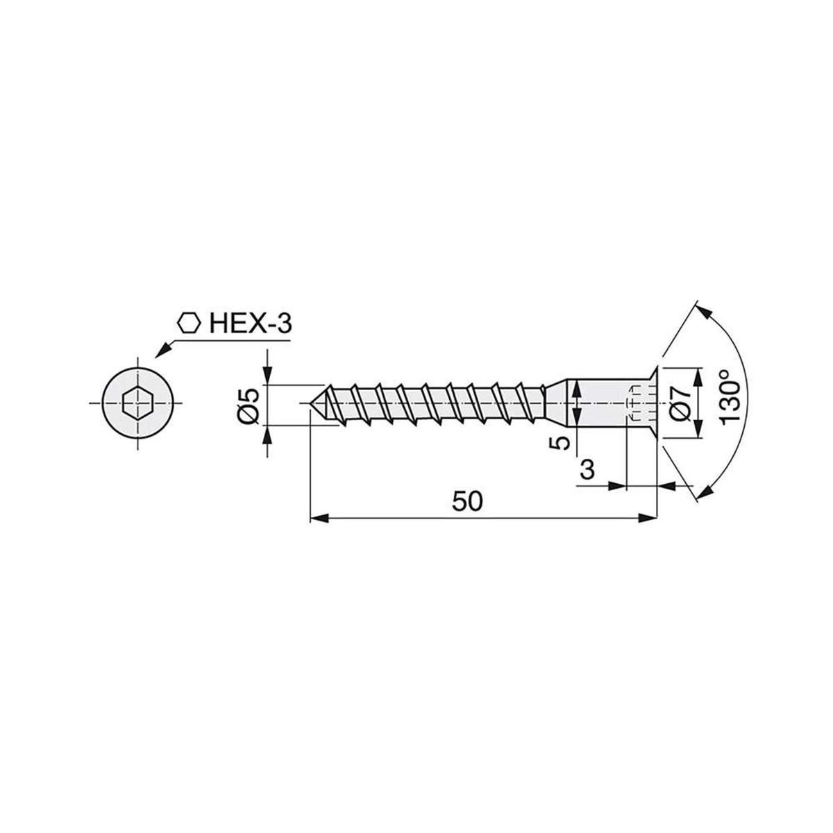 SCHRAUBEN, selbstschneidend, flacher Kopf mit Innensechskant, Durchmesser 5mm, 50mm, Stahl, verzinkt 500er-set - Zinkfarben, Metall (5/1cm) - EMUCA