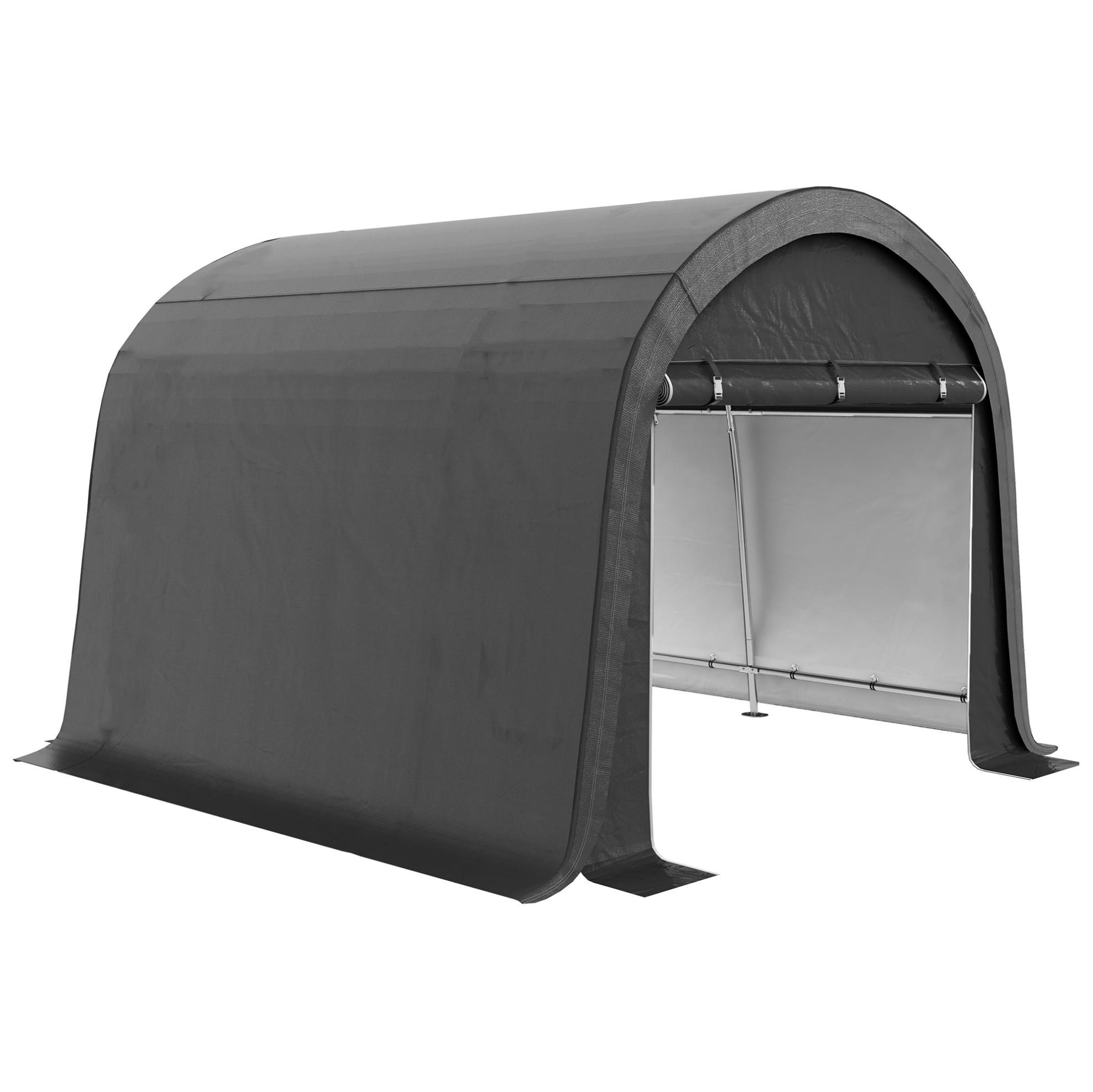 Modfu ZAHRADNÍ skladovací stan z oceli 300x300x235 cm šedý se dvěma rolovacími dveřmi a odolnou plachtou