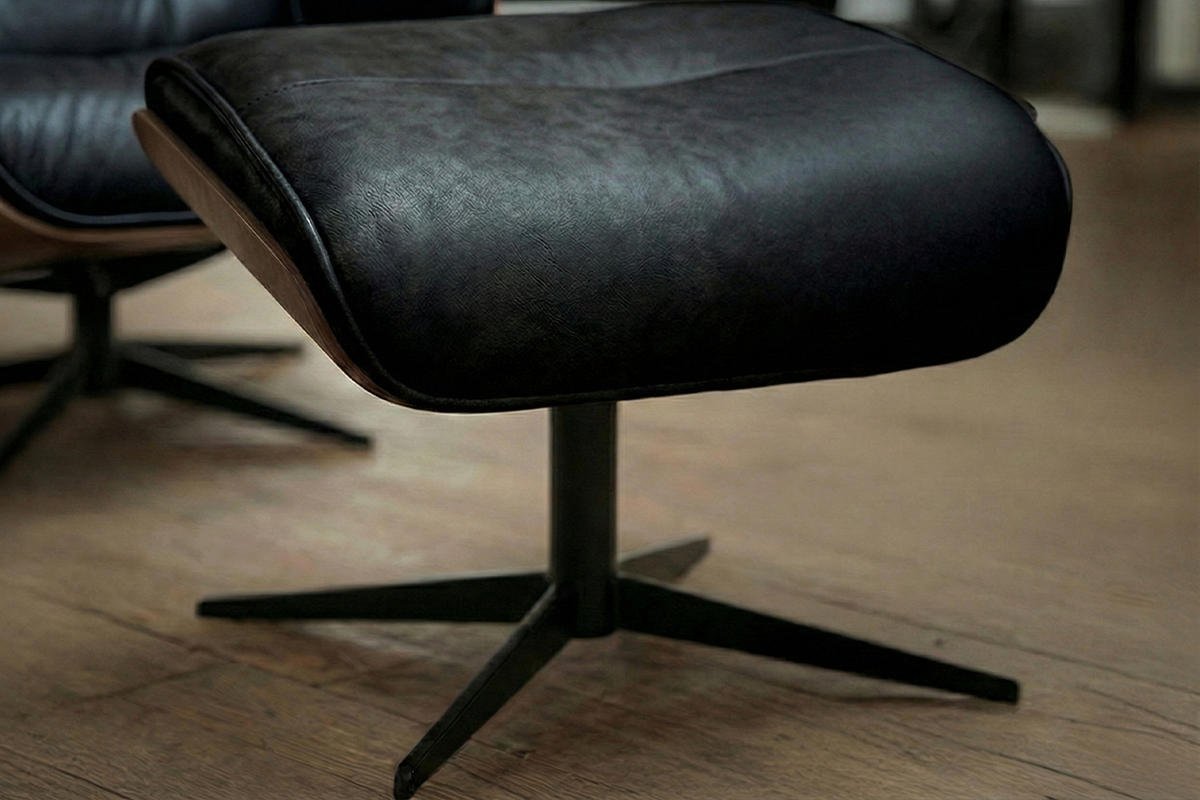 RELAXSESSEL FERREIRA Schwarz Lederfaserstoff Relaxfunktion - Schwarz, Leder/Metall (78/106/84cm) - KAWOLA